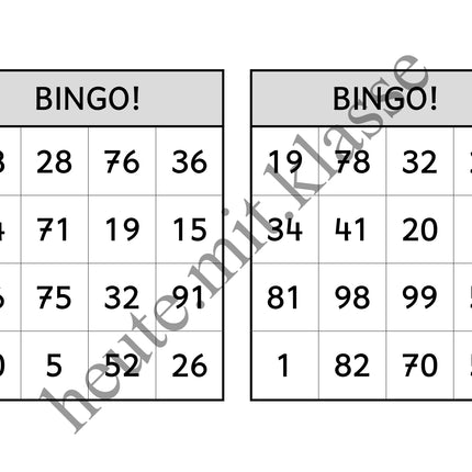 Bingo-Spiel: Rechnen im Zahlenraum bis 100 (Addition & Subtraktion)