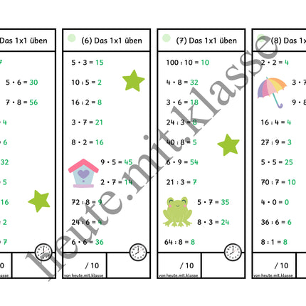 Rechenhäppchen / Tägliche Übung: Im Frühling - Kleines 1x1 (Multiplikation & Division)