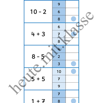 Klammerkarten: Rechnen im Zahlenraum bis 10 (Addition & Subtraktion)
