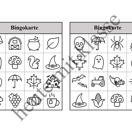 Bingo Spiel: Herbst & Halloween