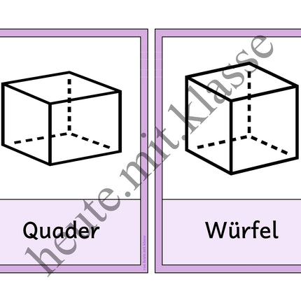 Tafelmaterial & Lernkarten: Geometrische Formen und Körper (Geometrie)