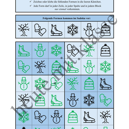 Sudoku 6x6: Winter - Logisches Denken fördern!