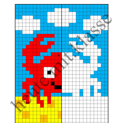 Pixel-Bilder: Sommer & Sommerferien (Symmetrie / Pixel-Art)