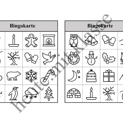 Bingo Spiel: Winter & Weihnachten