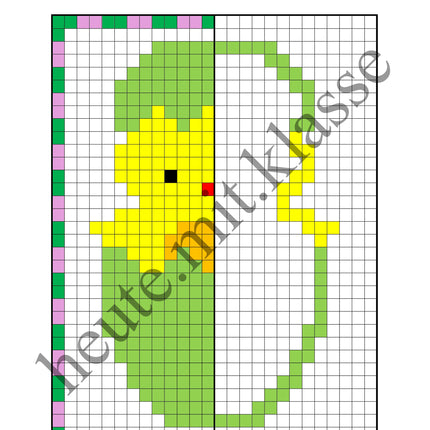 Pixel-Bilder: Ostern (Symmetrie / Pixel-Art)