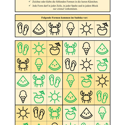 Sudoku 6x6: Sommer & Sommerferien - Logisches Denken fördern!