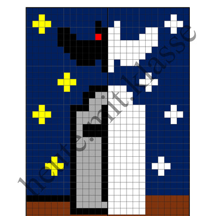 Pixel-Bilder: Halloween (Symmetrie / Pixel-Art)