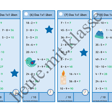 Rechenhäppchen / Tägliche Übung: Im Winter - Kleines 1x1 (Multiplikation & Division)