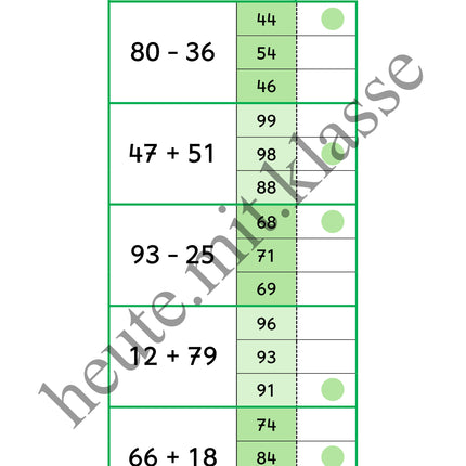 Klammerkarten: Rechnen im Zahlenraum bis 100 (Addition & Subtraktion, mit und ohne ZÜ)