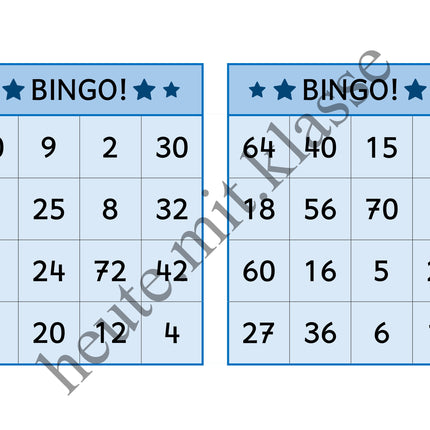 Bingo-Spiel: Das kleine 1x1 üben (Multiplikation & Division)