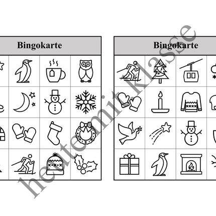 Bingo Spiel: Winter & Weihnachten