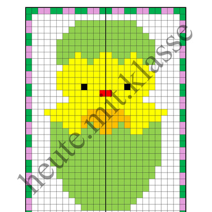Pixel-Bilder: Ostern (Symmetrie / Pixel-Art)