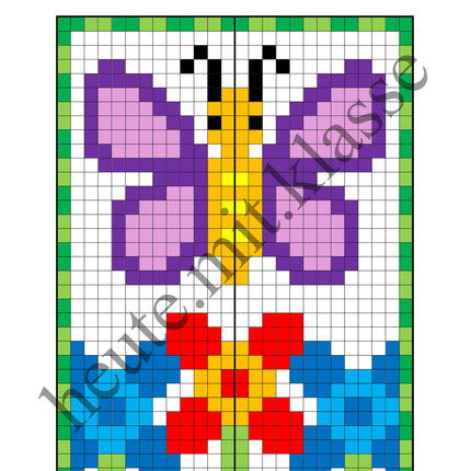 Pixel-Bilder: Frühling (Symmetrie / Pixel-Art)