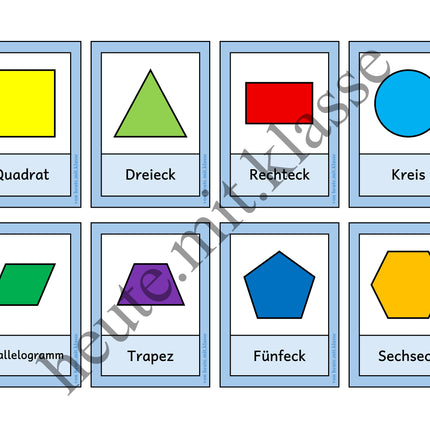 Tafelmaterial & Lernkarten: Geometrische Formen und Körper (Geometrie)