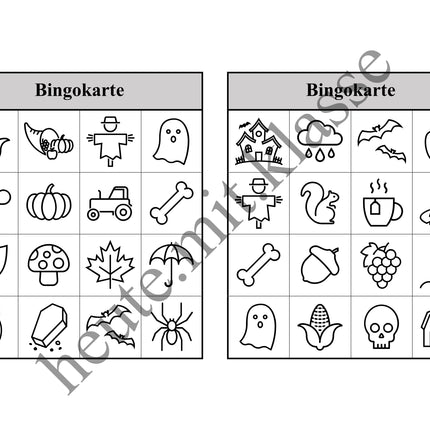 Bingo Spiel: Herbst & Halloween