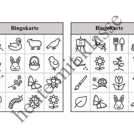 Bingo-Spiel: Frühling & Ostern