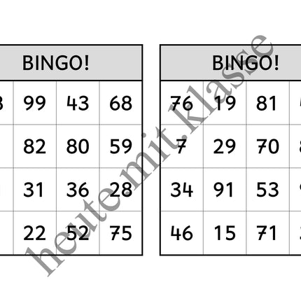 Bingo-Spiel: Rechnen im Zahlenraum bis 100 (Addition & Subtraktion)