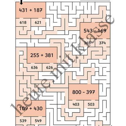 Rechenlabyrinthe: Addition und Subtraktion im Zahlenraum bis 1000