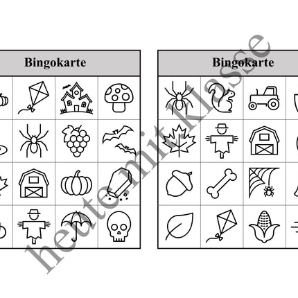 Bingo Spiel: Herbst & Halloween