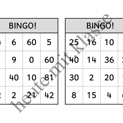 Bingo-Spiel: Das kleine 1x1 üben (Multiplikation & Division)