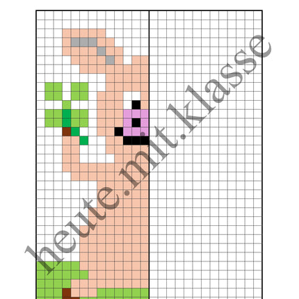 Pixel-Bilder: Neujahr & Silvester (Symmetrie / Pixel-Art)