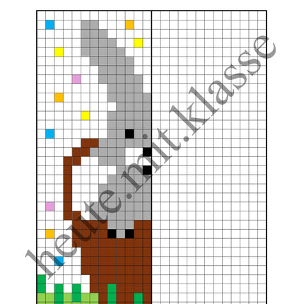 Pixel-Bilder: Ostern (Symmetrie / Pixel-Art)