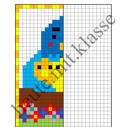 Pixel-Bilder: Frühling (Symmetrie / Pixel-Art)