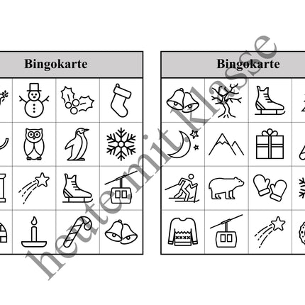 Bingo Spiel: Winter & Weihnachten