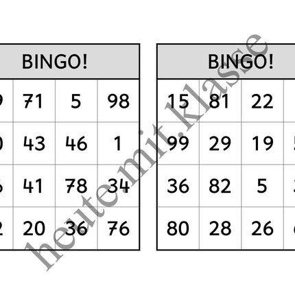 Bingo-Spiel: Rechnen im Zahlenraum bis 100 (Addition & Subtraktion)
