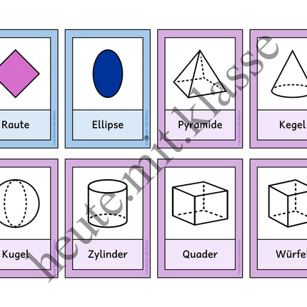 Tafelmaterial & Lernkarten: Geometrische Formen und Körper (Geometrie)