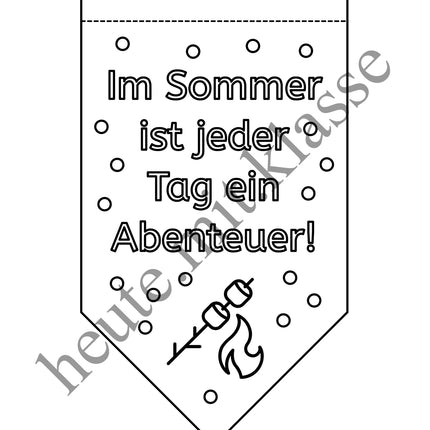 Kooperative Girlande zum Ausmalen: Sommer & Sommerferien (Ausmalbilder)