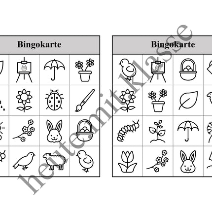 Bingo-Spiel: Frühling & Ostern