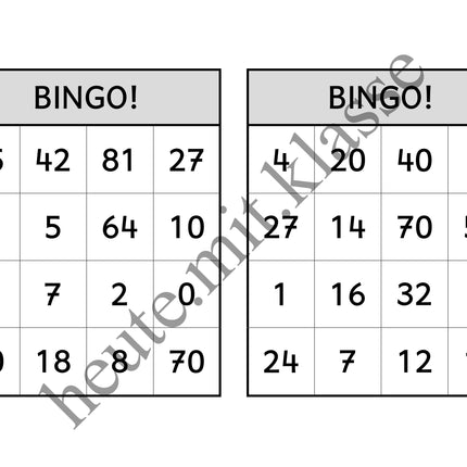 Bingo-Spiel: Das kleine 1x1 üben (Multiplikation & Division)