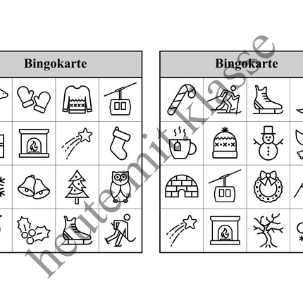 Bingo Spiel: Winter & Weihnachten