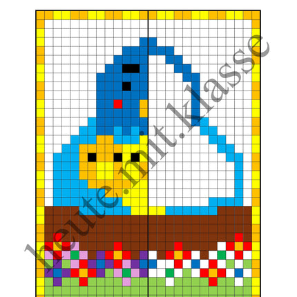 Pixel-Bilder: Frühling (Symmetrie / Pixel-Art)