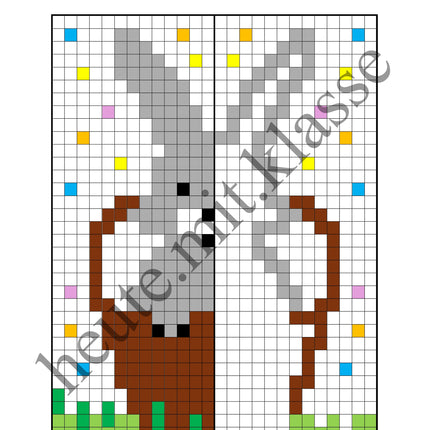 Pixel-Bilder: Ostern (Symmetrie / Pixel-Art)