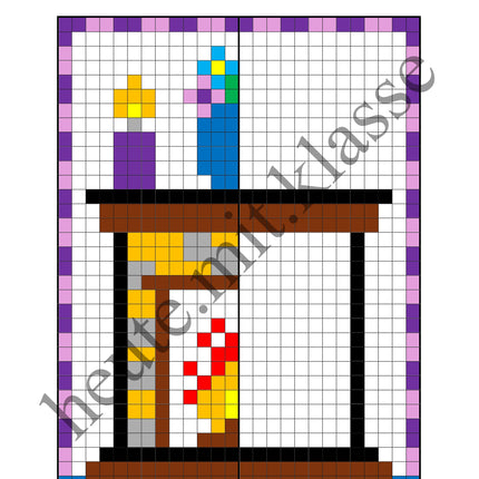 Pixel-Bilder: Winter (Symmetrie / Pixel-Art)