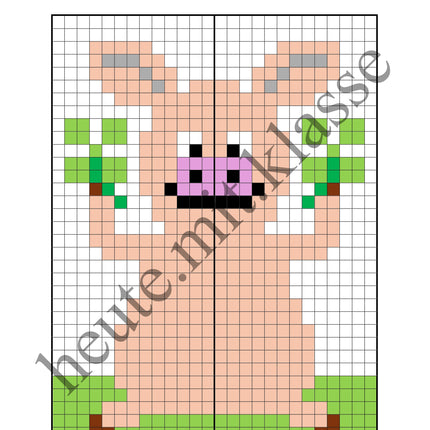 Pixel-Bilder: Neujahr & Silvester (Symmetrie / Pixel-Art)