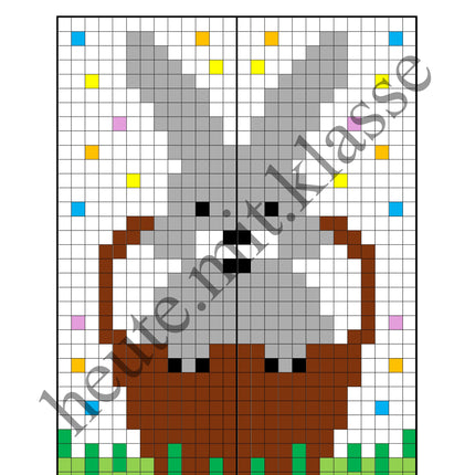 Pixel-Bilder: Ostern (Symmetrie / Pixel-Art)