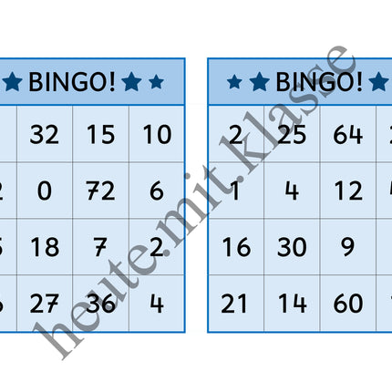 Bingo-Spiel: Das kleine 1x1 üben (Multiplikation & Division)