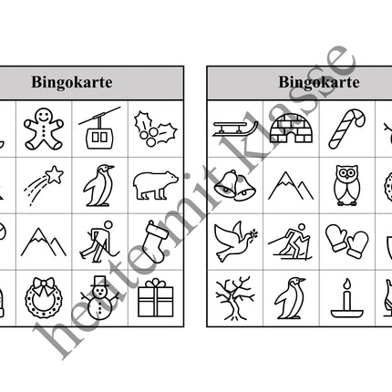 Bingo Spiel: Winter & Weihnachten
