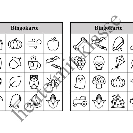 Bingo Spiel: Herbst & Halloween