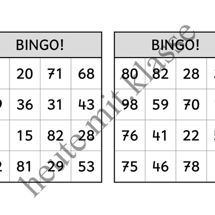 Bingo-Spiel: Rechnen im Zahlenraum bis 100 (Addition & Subtraktion)