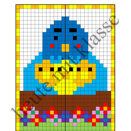 Pixel-Bilder: Frühling (Symmetrie / Pixel-Art)