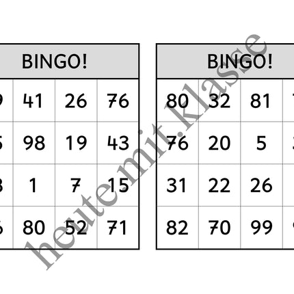 Bingo-Spiel: Rechnen im Zahlenraum bis 100 (Addition & Subtraktion)