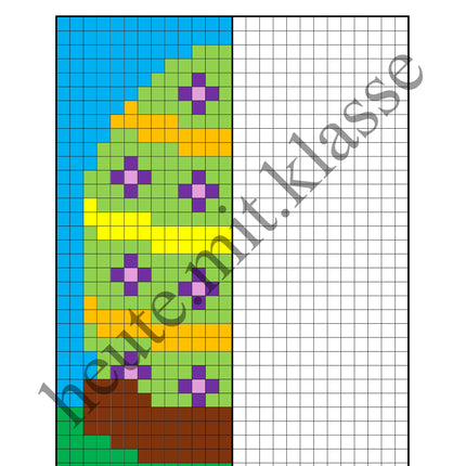 Pixel-Bilder: Ostern (Symmetrie / Pixel-Art)