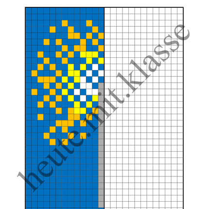 Pixel-Bilder: Neujahr & Silvester (Symmetrie / Pixel-Art)