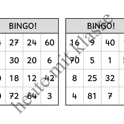 Bingo-Spiel: Das kleine 1x1 üben (Multiplikation & Division)