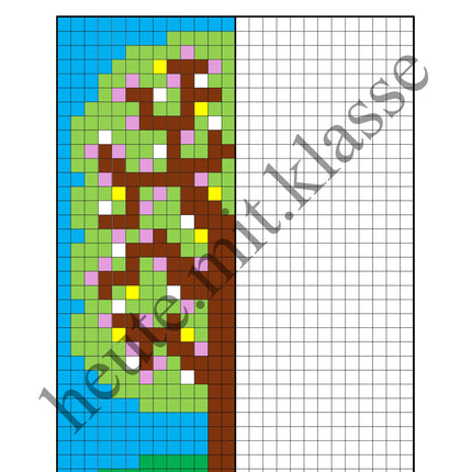 Pixel-Bilder: Frühling (Symmetrie / Pixel-Art)