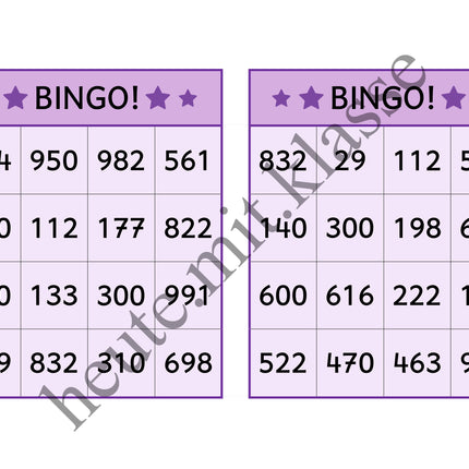 Bingo-Spiel: Rechnen im Zahlenraum bis 1000 (Addition & Subtraktion)